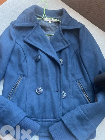 Bershka navy blue woolen jacket