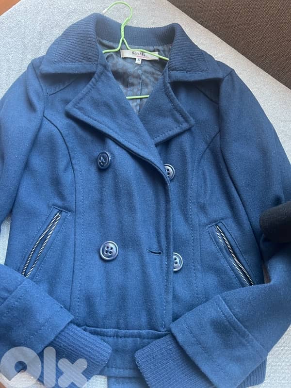 Bershka navy blue woolen jacket 0
