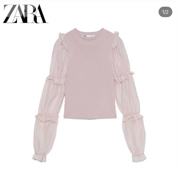 zara light pink top 0