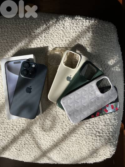 IPHONE 15 PRO LESS THAN ONE YEAR USE PLUS COVERS