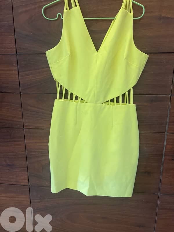 XOXO yellow midi cutout dress 0