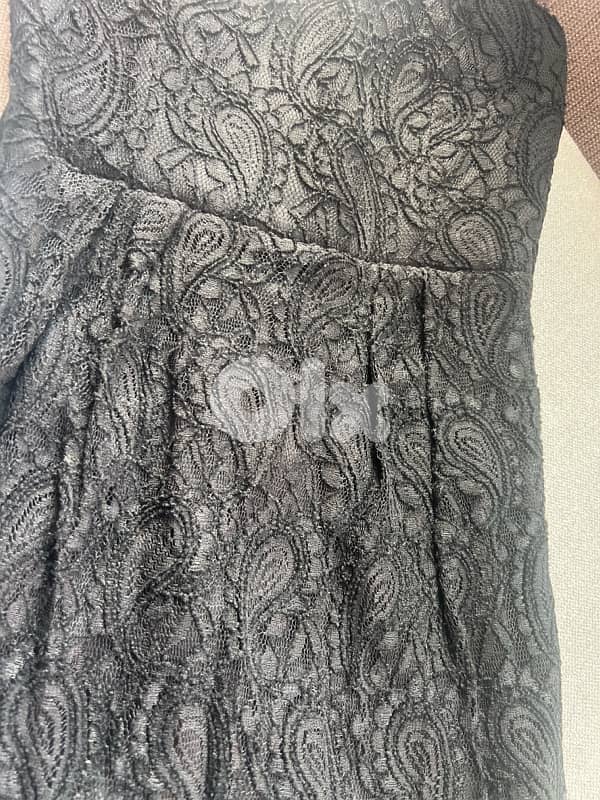 strapless black laced dress 1