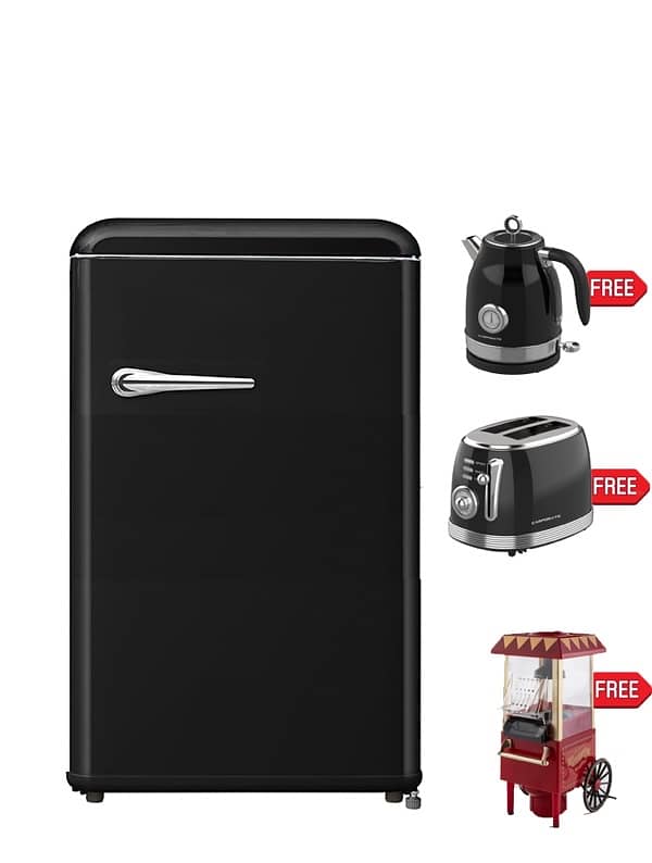 Campomatic Vintage Retro Design Refrigerator Red/Black + Free Gifts 3