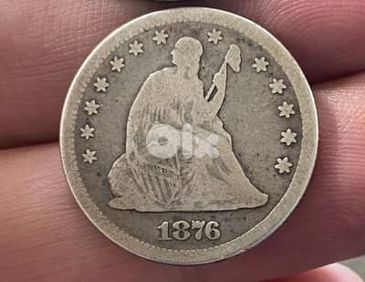 عملة فضة ربع دولار أمريكي سنة ١٨٧٦ seated liberty