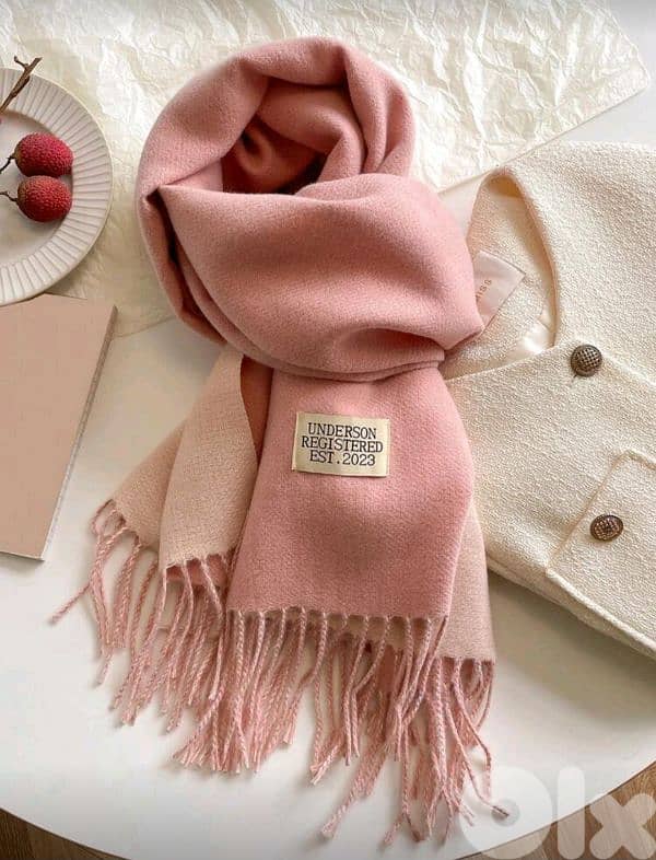 New Woman Cashmere Winter Scarf - Available colors White, Pink, Camel 3