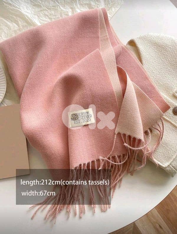 New Woman Cashmere Winter Scarf - Available colors White, Pink, Camel 4