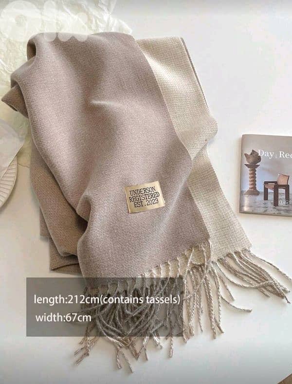 New Woman Cashmere Winter Scarf - Available colors White, Pink, Camel 6