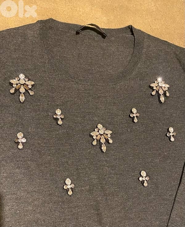 Top, grey with strass 2