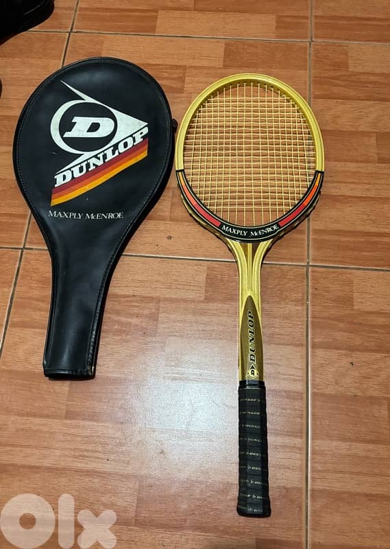 Vintage DUNLOP Maxply McEnroe wooden racquet tennis 0