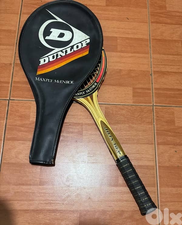 Vintage DUNLOP Maxply McEnroe wooden racquet tennis 6
