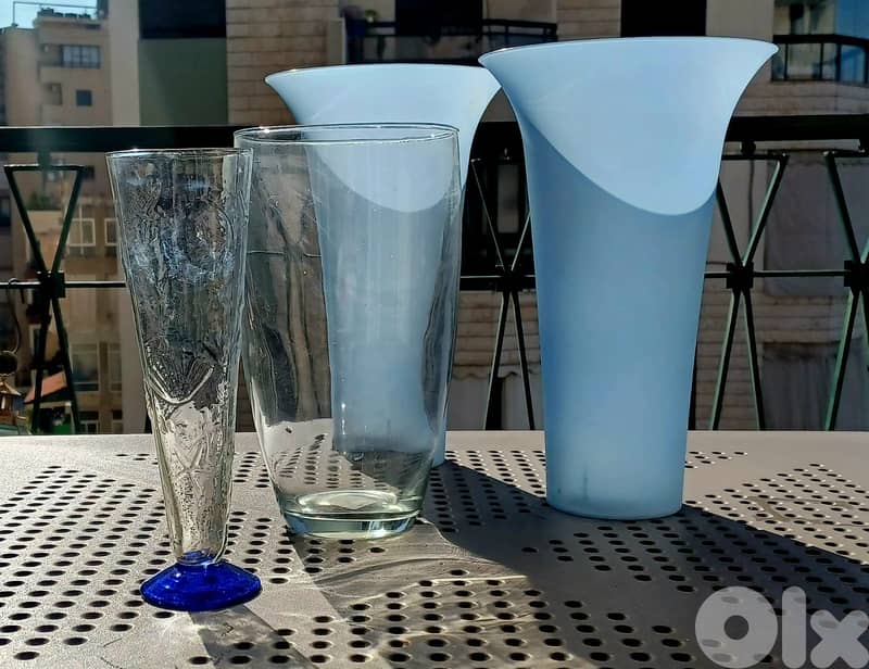 Set of glass & opaline vases – four pieces 1