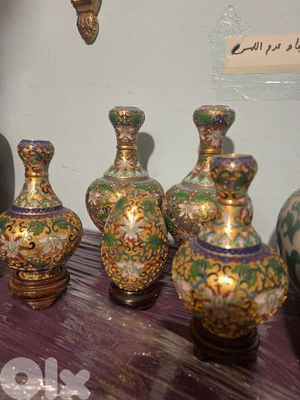 collection of 5 pieces cloisonné Chinese original hand made 1
