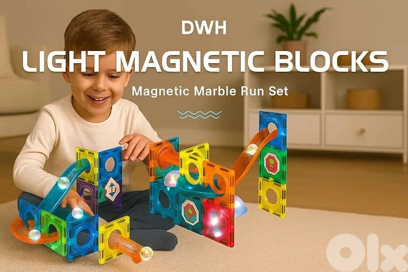 light magnetic tiles marble run set 1
