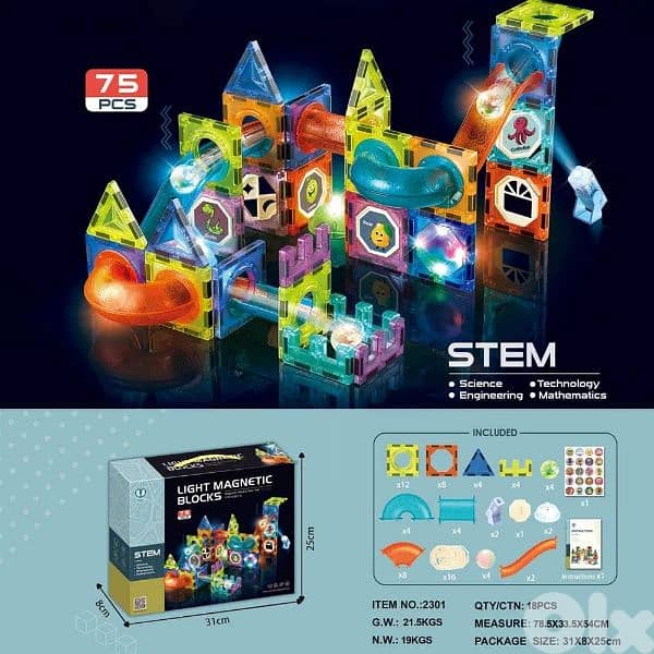 light magnetic tiles marble run set 3