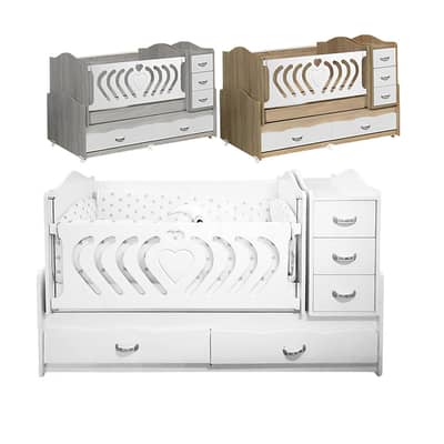 Wooden Baby Bed With Dresser - سرير أطفال خشبي مع أدراج
