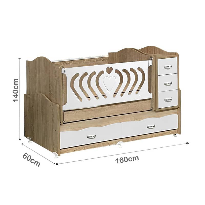 Wooden Baby Bed With Dresser - سرير أطفال خشبي مع أدراج 1