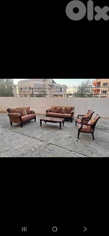 طقم كنبايات حفر خشب زان ملكي اربع قطع وطاولة 2