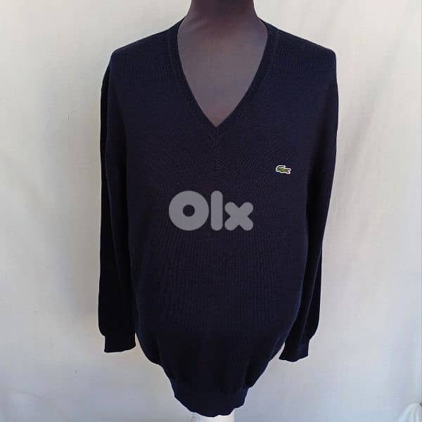 Lacoste Pure Wool V-Neck Pullover Knit Sweater Size 6/Mens XL 0
