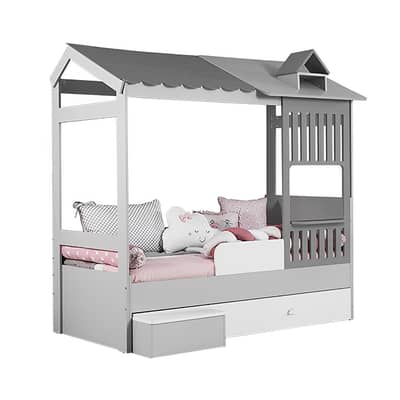 Tent Bed with White Dresser - سرير خيمة مع درج بيضاء