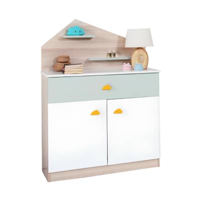 Wooden Baby Dresser with Pistache Drawer - خزانة أطفال خشبية مع درج