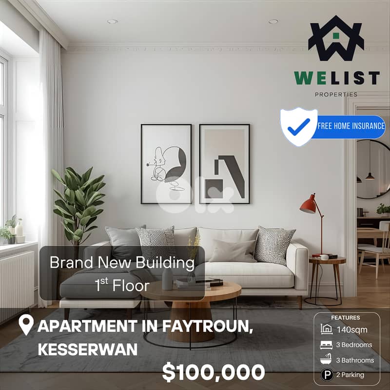 Apartment for sale in Faytroun شقة للبيع في منطقة فيطرون 0