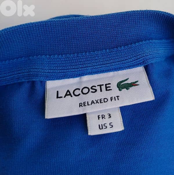 Lacoste relaxed Fit Cotton Taped Logo T-Shirt Size 3/Mens S 8