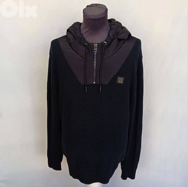 New Without Tags Hugo Cotton Zip Pullover Sweater Mens L 0