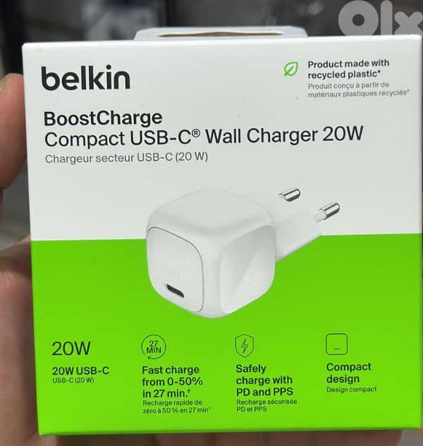 Belkin boostcharge 20w compact usb-c wall charger 0