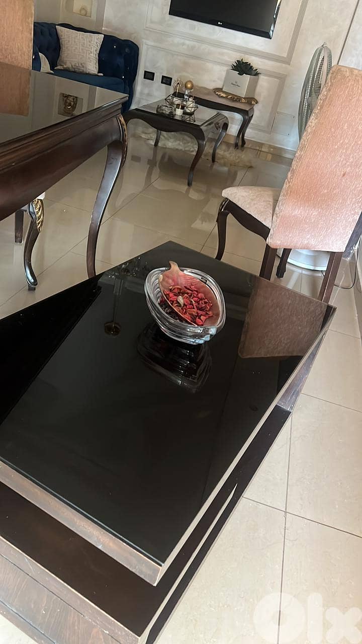 Wooden tables and two classic chairs 0