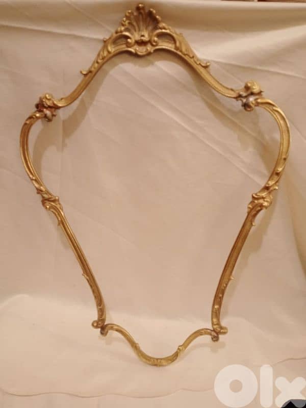 كادر مراية قديم فرنسي نحاس أصفر 0