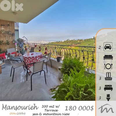 Mansourieh | 899$/m² | Decorated 200m² 3 Bedrooms Apart | Open View