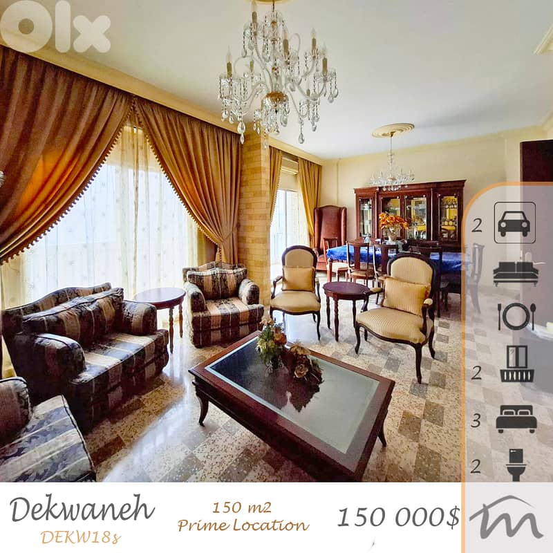 Dekwene | Prime Location | 2 Balconies | 2 Parking | 150m² Apartment 0