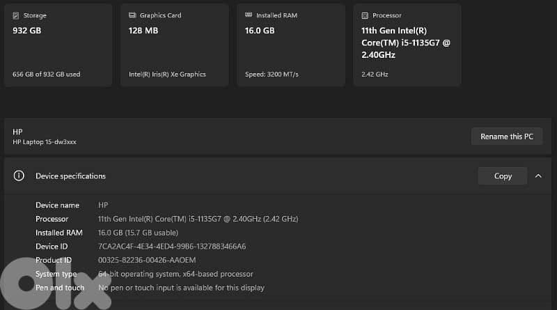 HP laptop i5-1135G7 3