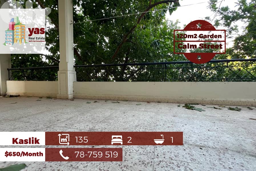 Kaslik 135m2 | 120m2 Terrace | Rent | Quiet Street | Catch | EH 0