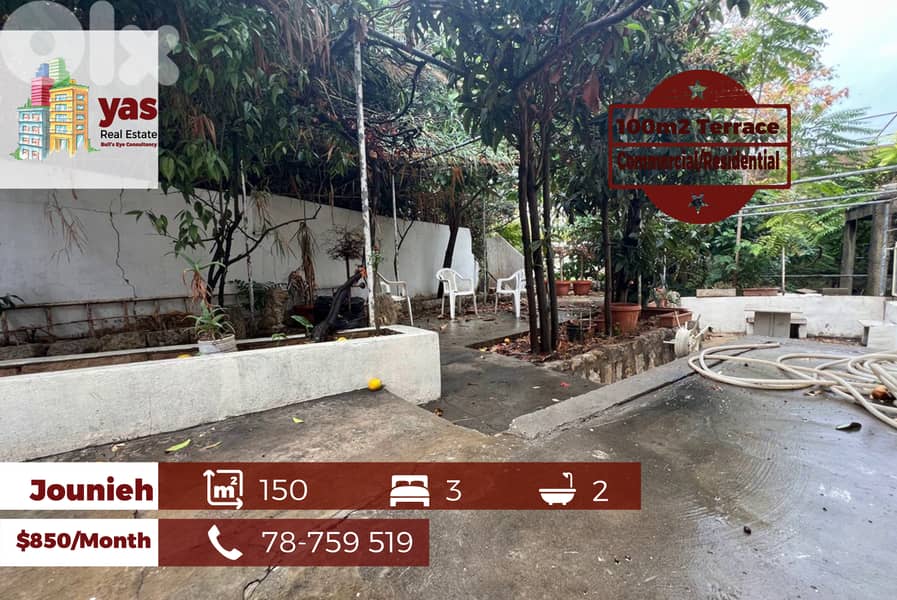 Jounieh 150m2  | 100m2 Terrace | Commercial | Standard | Active | EH/R 0