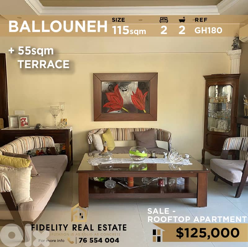 Apartment for sale in Ballouneh GH180  شقة  للبيع في بلونة 0