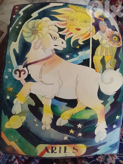 beautiful 2 paintings horoscope Aries and Virgo by  ida mousallem