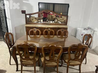 اوضة سفرة مصرية خشب زان مرصعة نحاس