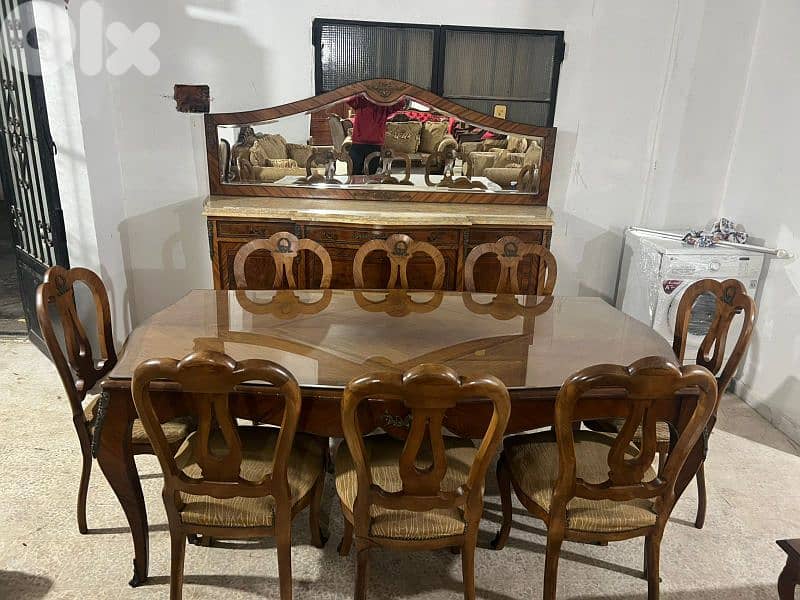 اوضة سفرة مصرية خشب زان مرصعة نحاس 0