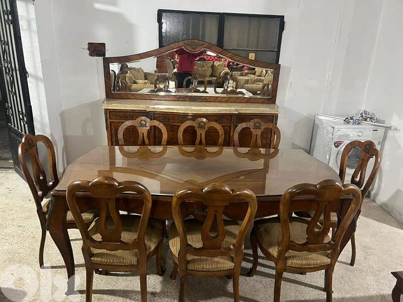 اوضة سفرة خشب زان مصرية مرصعة نحاس 1