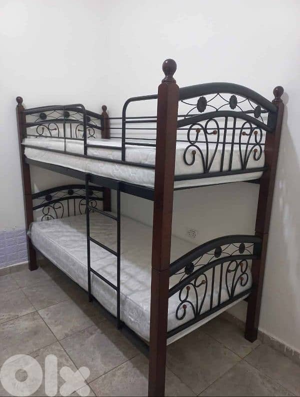 تخت طابقين 90 سم ماليزي تقيل شغل برا جيرسي خشب سميك 0