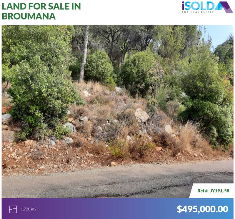 1720 m2 land+Mountain View 4sale in Ouyoun Broumana - عيون برمانا 0