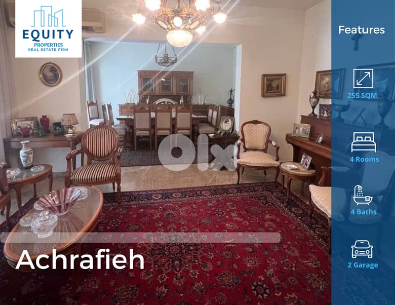 255 SQM Apartment For Sale In Achrafieh Sioufy شقة للبيع #JZ227624 0