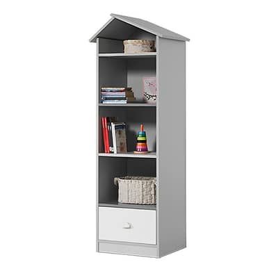 Wooden Kids Bookcase Grey & White - خزانة كتب خشبية للأطفال