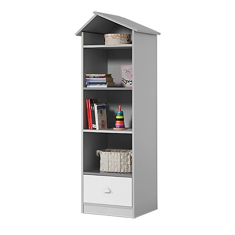 Wooden Kids Bookcase Grey & White - خزانة كتب خشبية للأطفال 0