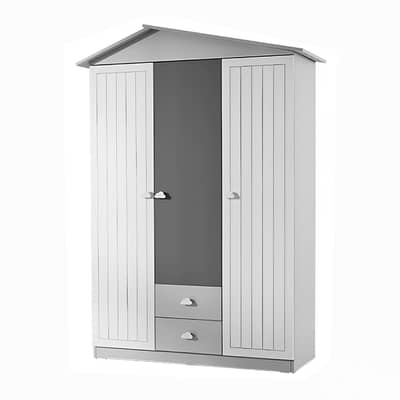 Wooden Kids Wardrobe Grey & White - خزانة أطفال خشبية
