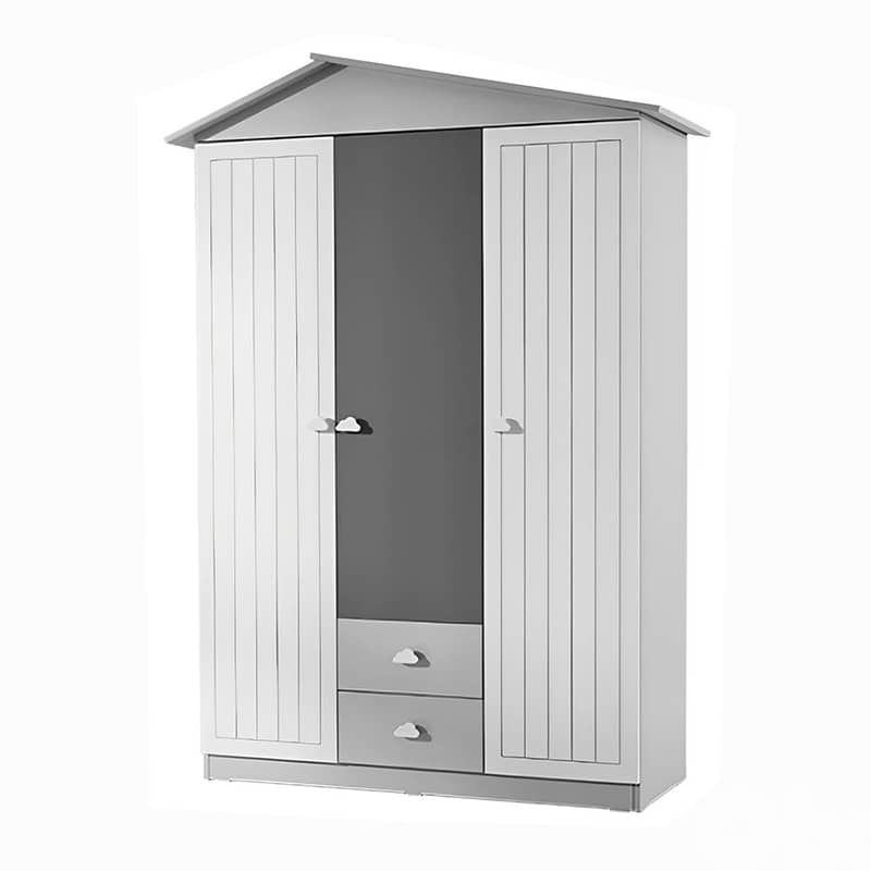 Wooden Kids Wardrobe Grey & White - خزانة أطفال خشبية 0