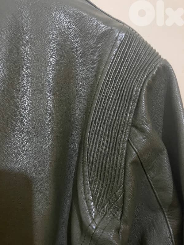 Jack jones dark olive leather jacket size xxl 2