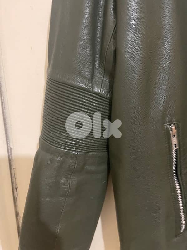 Jack jones dark olive leather jacket size xxl 6