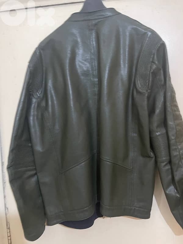Jack jones dark olive leather jacket size xxl 8